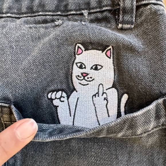 Ripndip Black Denim Straight Leg Men’s Jeans, Streetwear Cat Logo - Picture 2 of 15